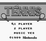 Tennis title screen for GameBoy